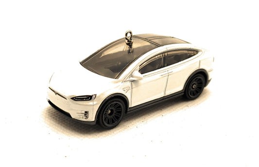 Tesla Model X White Christmas Ornament