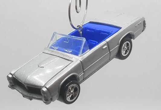 1965 Pontiac GTO Convertible Silver Blue Christmas Ornament