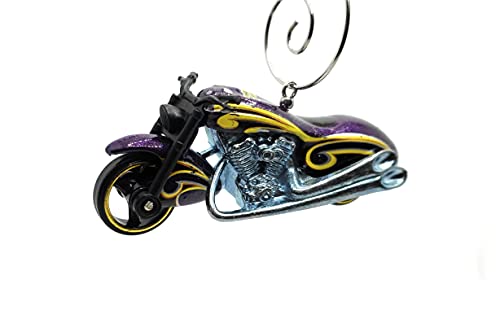 Motorcycle Chopper Purple Yellow Christmas Ornament