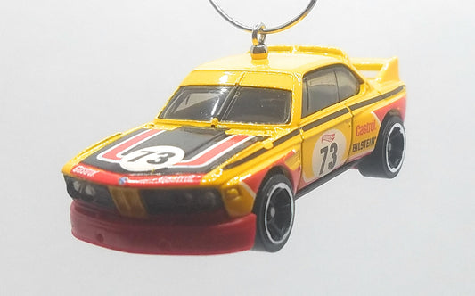 1973 BMW 3.0 CSL Race Car Yellow/Black Hood Christmas Ornament