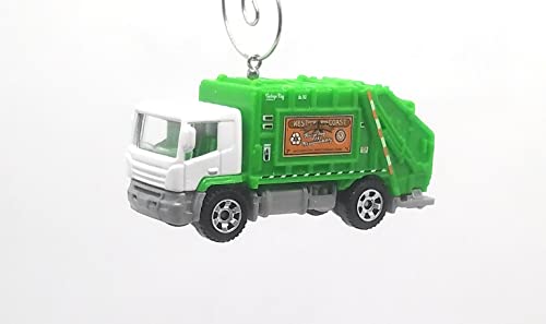 Garbage Trash Truck Green White Christmas Ornament