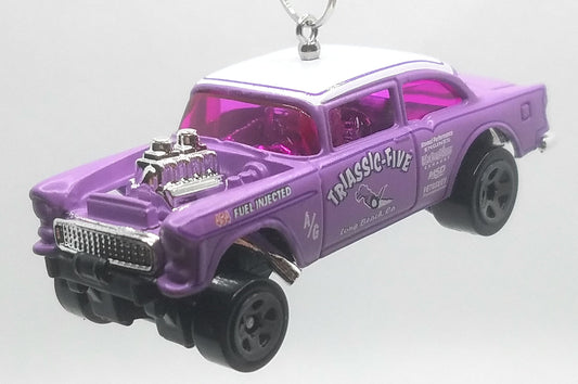 1955 Chevy Bel Air Gasser Purple White Christmas Ornament