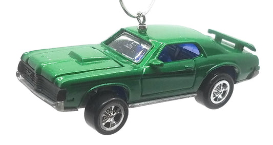 1969 Mercury Cougar Eliminator Dark Green Black Stripes Christmas Ornament