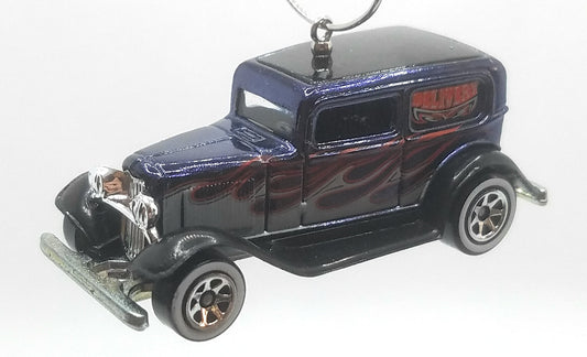 1932 Ford Delivery Truck Black White Red Flames Christmas Ornament