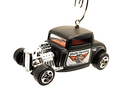 1932 Ford Coupe State Trooper Black Christmas Ornament