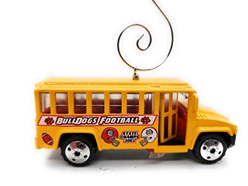 Football School Bus Car Custom  Diecast Yellow Christmas Ornament