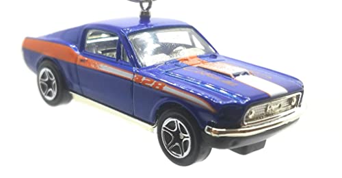 1968 Ford Mustang Cobra Jet Blue White Orange Stripe Christmas Ornament