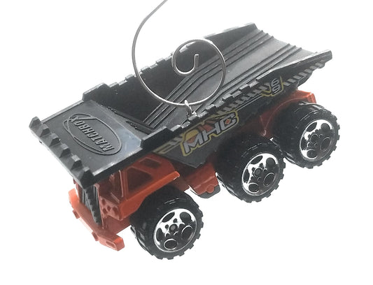 Dump Truck Orange Black Christmas Ornament