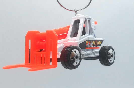 Power Lift Fork Lift White Orange Christmas Ornament