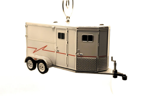 Horse Trailer White with Red Christmas Ornament