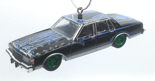 1987 Chevy Caprice Black Blue Lowrider Green Rims Ltd Ed Christmas Ornament