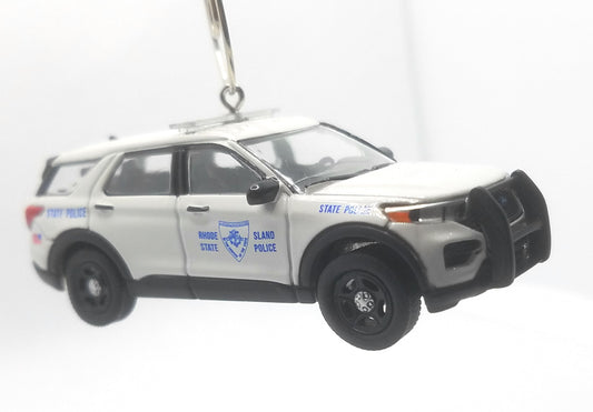 Rhode Island State Police 2020 Ford Interceptor White Christmas Ornament