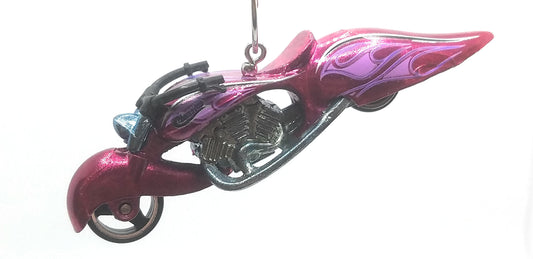Chopper Motorcyle Purple Flames Christmas Ornament