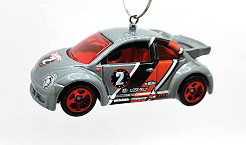 Volkswagen Beetle Bug Grey Red Christmas Ornament