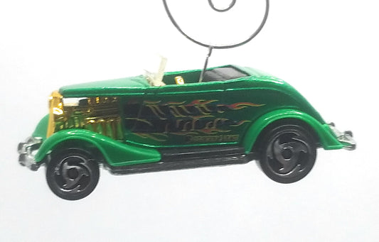 1933 Ford Roadster Green Gold Christmas Ornament