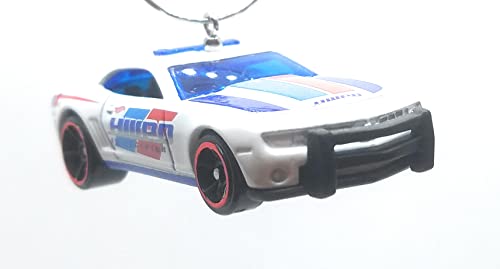 2010 Chevy Camaro SS White Blue Stripe Christmas Ornament