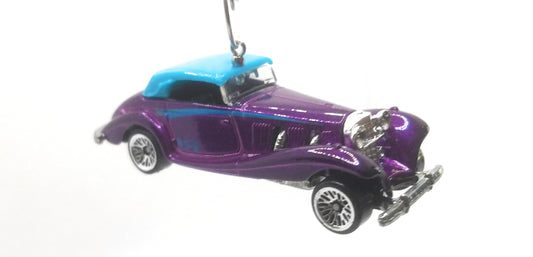 Mercedes 540K Purple Blue Christmas Ornament