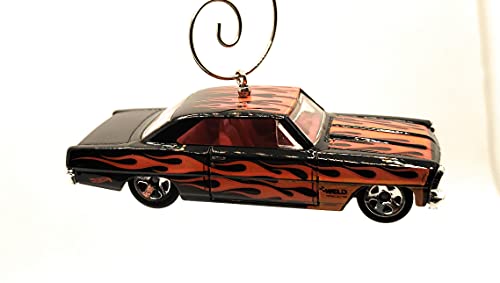 1966 for Chevy Nova  Black w Flames Christmas Ornament