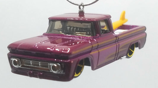 1962 Chevy Truck Magenta Yellow Surfboard Christmas Ornament