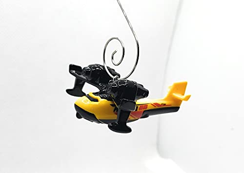 Fire Bomber Airplane Rescue Yellow Black Christmas Ornament