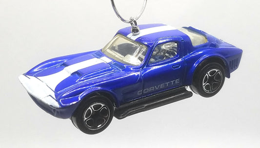 Chevy Corvette Grand Sport Blue White Stripe Christmas Ornament