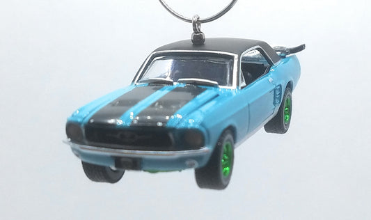 1967 Ford Mustang Ski Country Special Blue/Black Stripes Ltd Ed Christmas Ornament