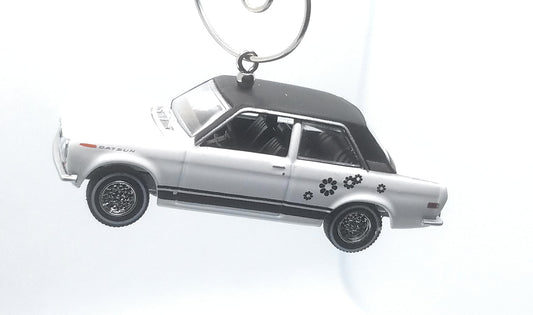 1969 Datsun 510 White Black Christmas Ornament