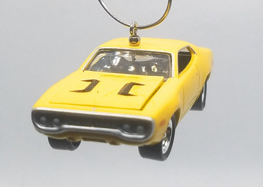 1972 Plymouth Satellite Yellow/Black Hood Stripes Christmas Ornament