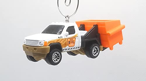 Trash Garbage Dumpster Delivery Truck White Orange Christmas Ornament