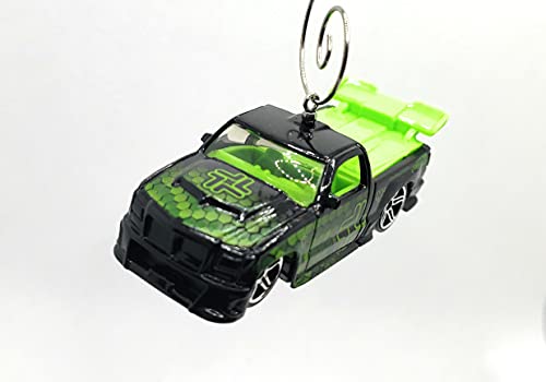 Dodge Lowered Pickup Truck Black Green Christmas Ornament