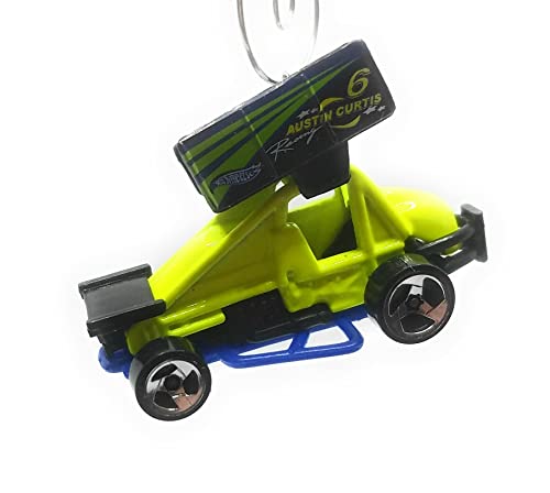 Sprint Car Slide Out Austin Curtis Lime Green Black Blue Christmas Ornament