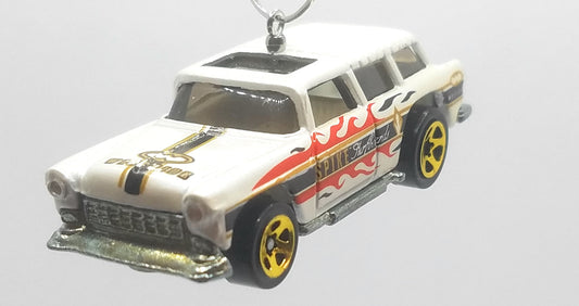 Chevy Nomad White Black Red Flames Christmas Ornament