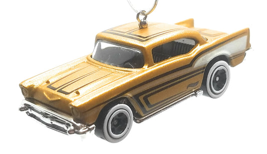 1957 Chevy Gold White Black Stripes Christmas Ornament