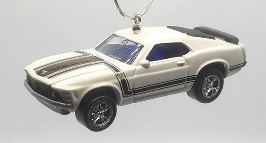 1970 Boss 302 White Black Stripes Christmas Ornament