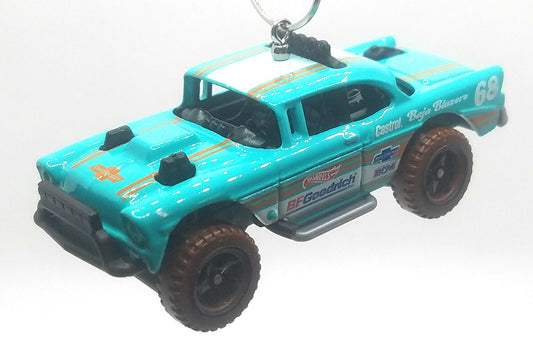 1956 Chevrolet Bel Air Off Road Blue White Brown Christmas Ornament