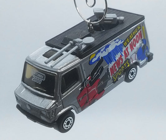 TV News Truck Black Grey Christmas Ornament