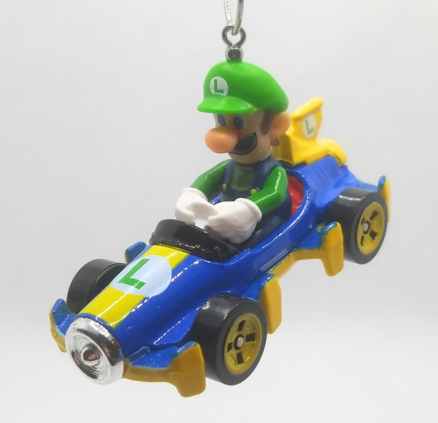 Mario Kart Luigi Mach 8 Blue Yellow Christmas Ornament