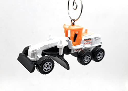 Road Grader Tractor White Orange Christmas Ornament