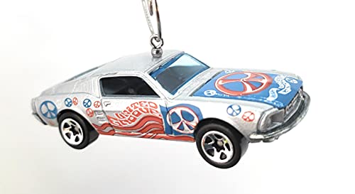 Diecast  Ford Mustang Mach I Silver Peace Christmas Ornament