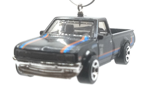 Datsun 620 Truck Black/Blue Orange Lines Christmas Ornament