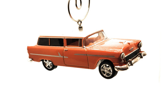 1955 Chevy Handyman Custom Wagon Orange Christmas Ornament