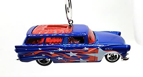 Ford Ranch Wagon Blue US Flag 8 Crate Christmas Ornament