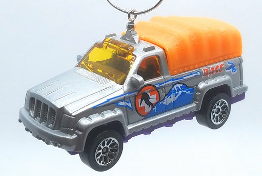 Troop Carrier Silver Orange Blue Christmas Ornament