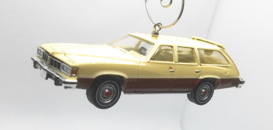 1976 Pontiac Grand Lemans Safari Station Wagon Beige Brown Christmas Ornament