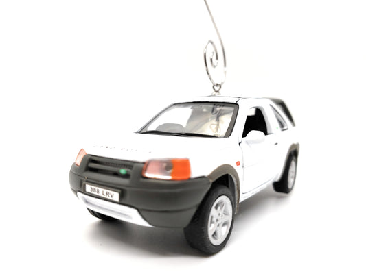 Land Rover Freelander Large Custom  1:34 Diecast White Christmas Ornament