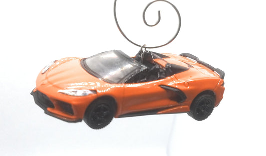 2021 Chevy Corvette C8 Stingray Convertible Orange Black Christmas Ornament