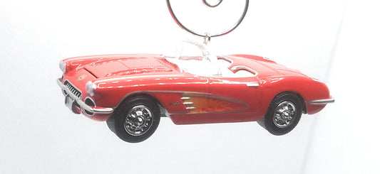 1960 Chevy Corvette Convertible Red Christmas Ornament