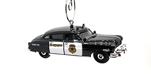 1951 Hudson Hornet Sheriff Black White Christmas Ornament