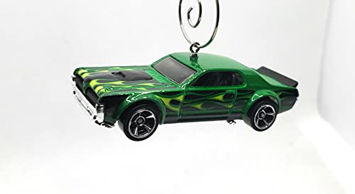 1968 Mercury Cougar Green Flames Christmas Ornament