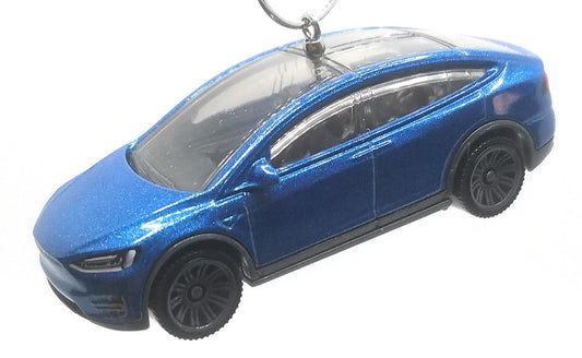 Tesla Model X Blue Christmas Ornament